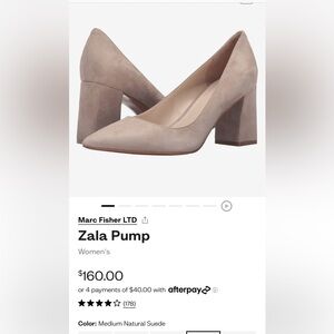 Marc Fisher Beige Suede Block Heel Pumps